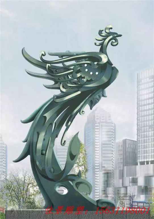 不銹鋼鳳凰雕塑，廣場不銹鋼雕塑