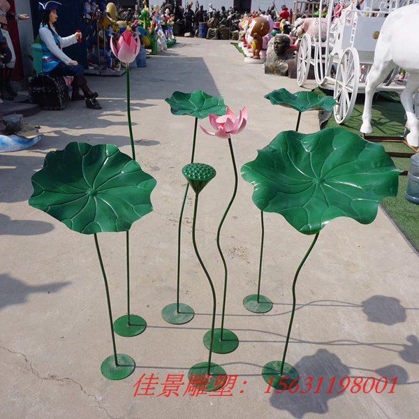 不銹鋼金屬荷花雕塑酒店大廳藝術(shù)品擺件 (6)