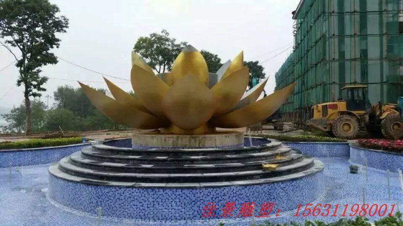 不銹鋼蓮花雕塑，蓮花噴泉雕塑