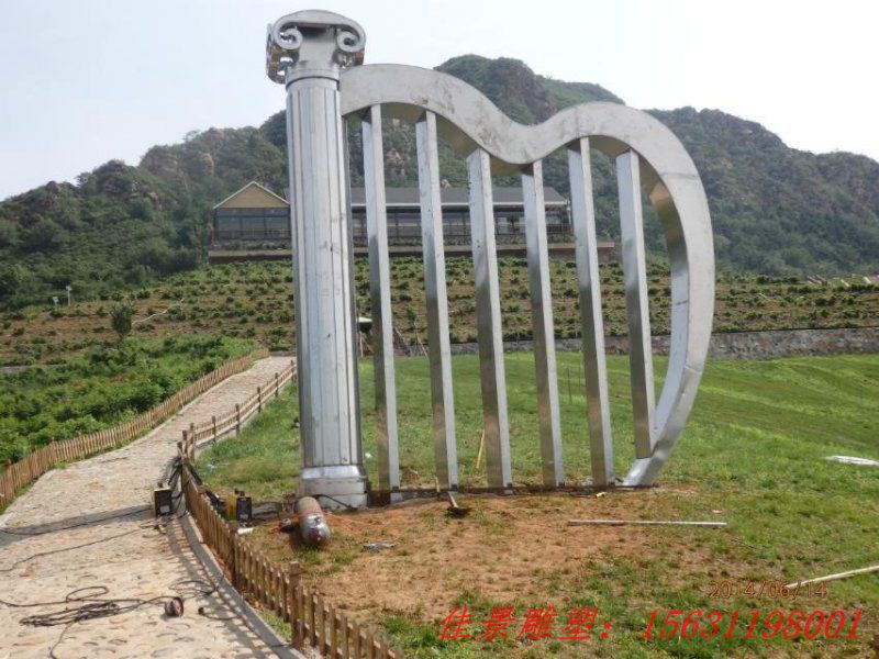不銹鋼豎琴雕塑，廣場不銹鋼樹琴雕塑 (3)