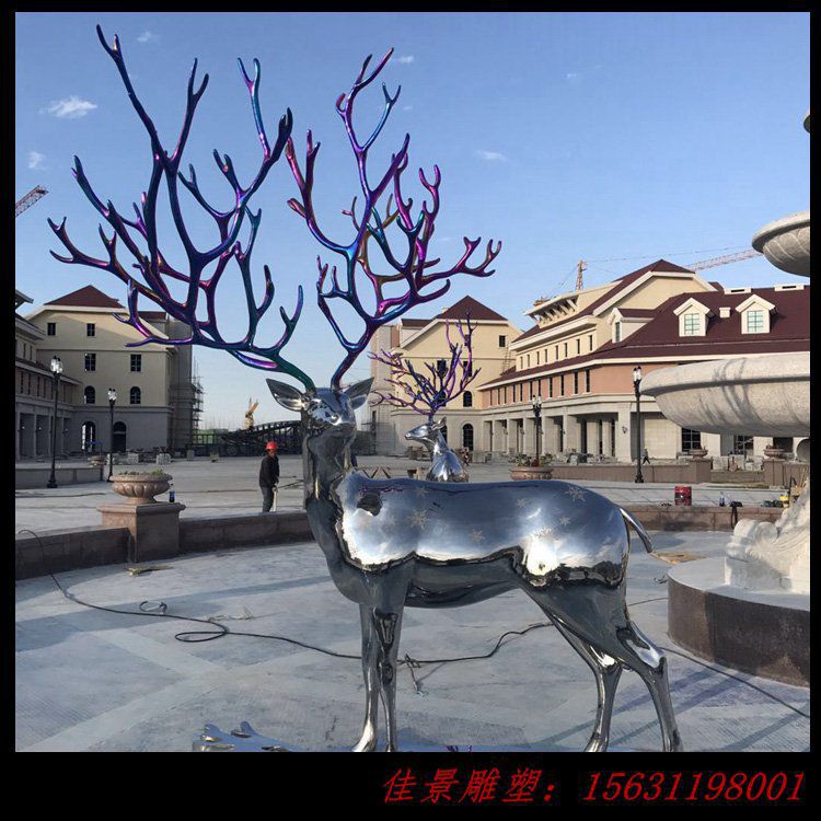公園不銹鋼動物雕塑 ，不銹鋼鹿雕塑 (3)