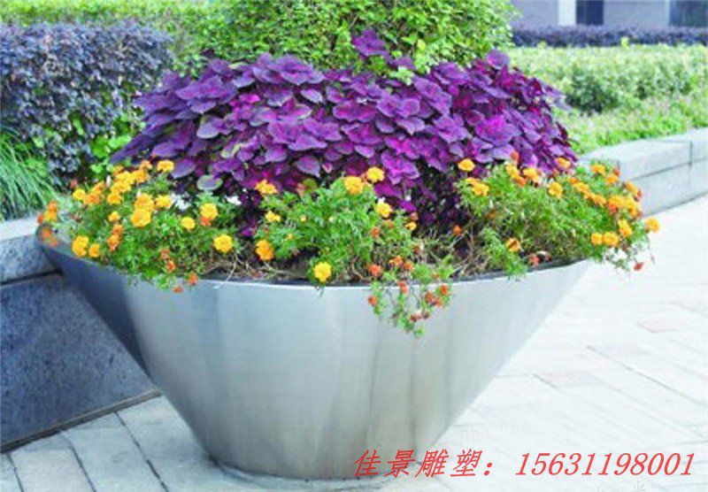不銹鋼花盆雕塑，公園景觀不銹鋼雕塑