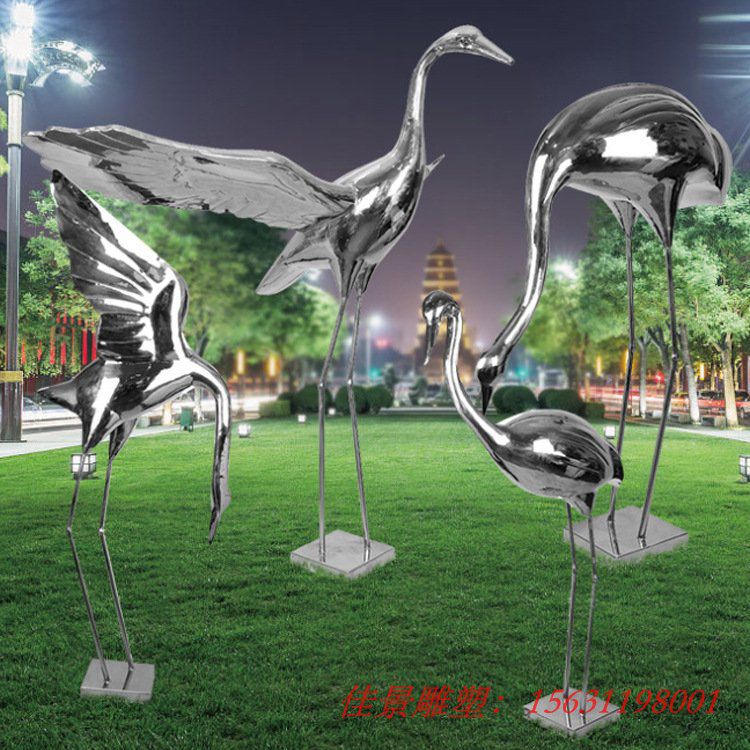 鏡面不銹鋼仙鶴雕塑 公園動(dòng)物雕塑 鏡面不銹鋼仙鶴雕塑 公園動(dòng)物雕塑