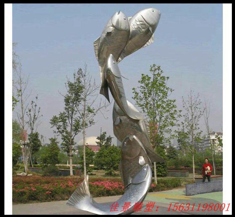 不銹鋼雙魚(yú)雕塑 公園景觀雕塑