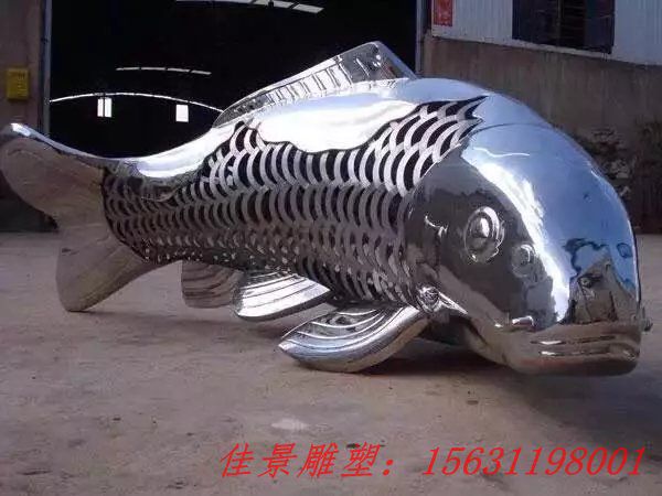 不銹鋼魚(yú)雕塑，廣場(chǎng)不銹鋼雕塑
