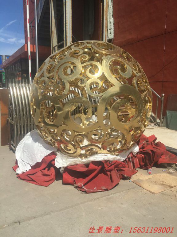 不銹鋼鏤空球雕塑，廣場不銹鋼雕塑 (2)