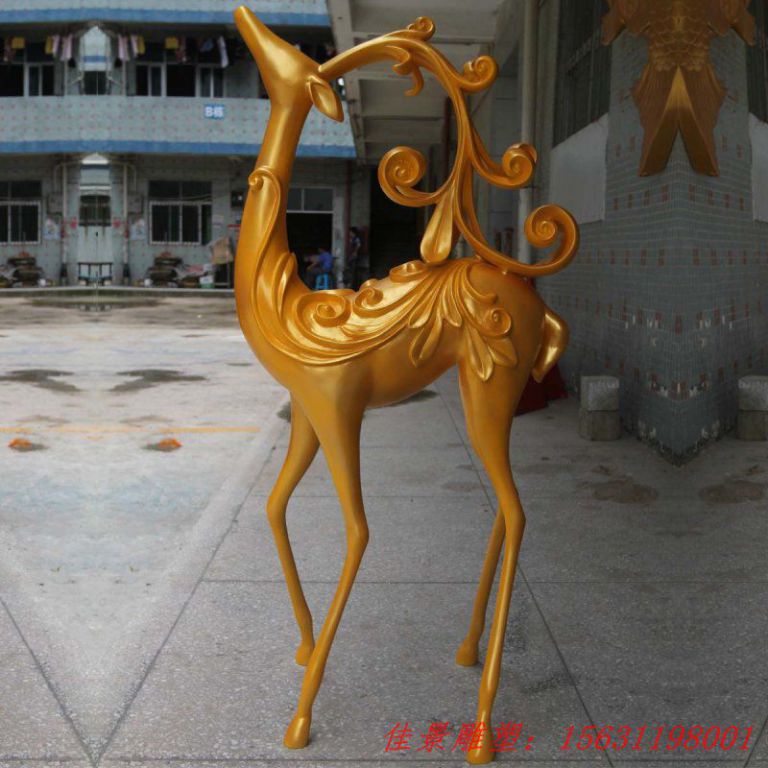 不銹鋼小鹿雕塑，公園雕塑