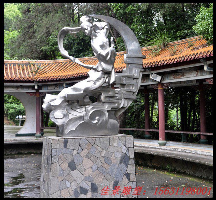 不銹鋼仙女雕塑，公園景觀(guān)擺件 (2)