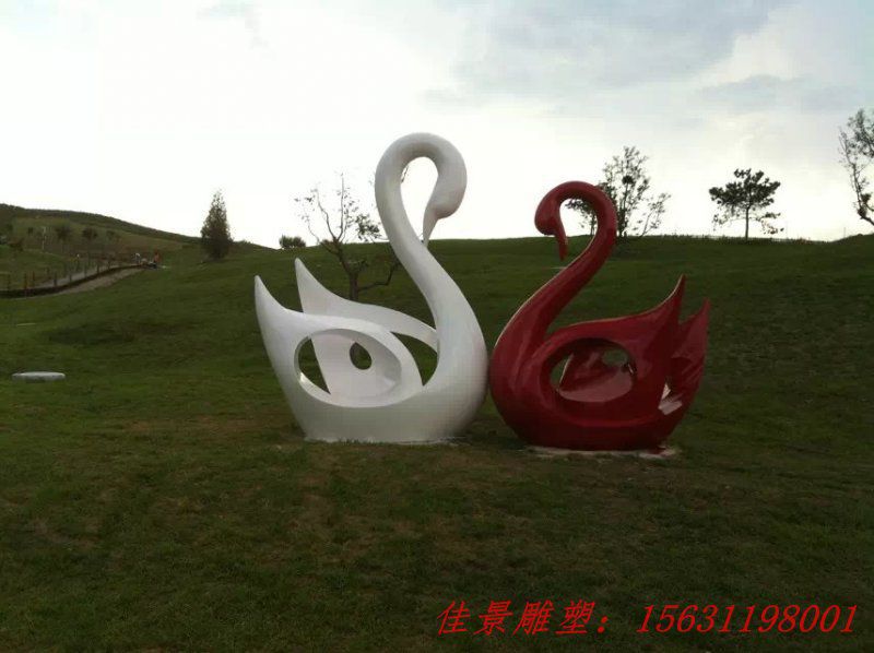 不銹鋼抽象天鵝雕塑，景觀不銹鋼雕塑