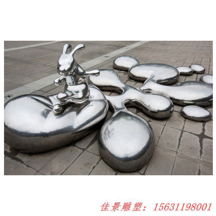不銹鋼兔子雕塑，公園景觀雕塑
