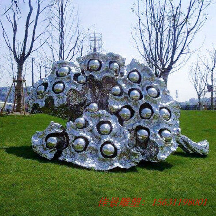 大型不銹鋼蓮藕雕塑戶外園林不銹鋼創(chuàng)意雕塑 (1)