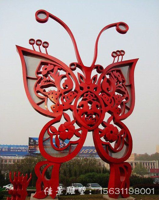 彩色蝴蝶不銹鋼雕塑城市裝飾動(dòng)物雕塑 (2)[1]