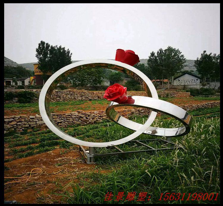 不銹鋼婚戒雕塑，廣場(chǎng)景觀雕塑