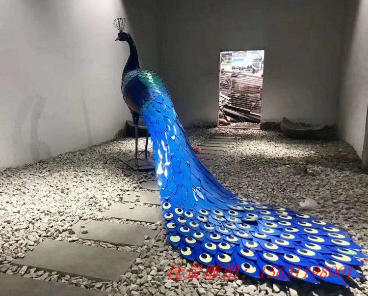 不銹鋼孔雀雕塑公園景觀動(dòng)物擺件 (1)[1]
