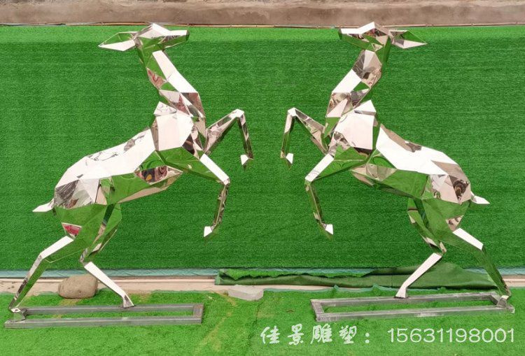 幾何切面不銹鋼小鹿雕塑 公園綠地不銹鋼雕塑[1]