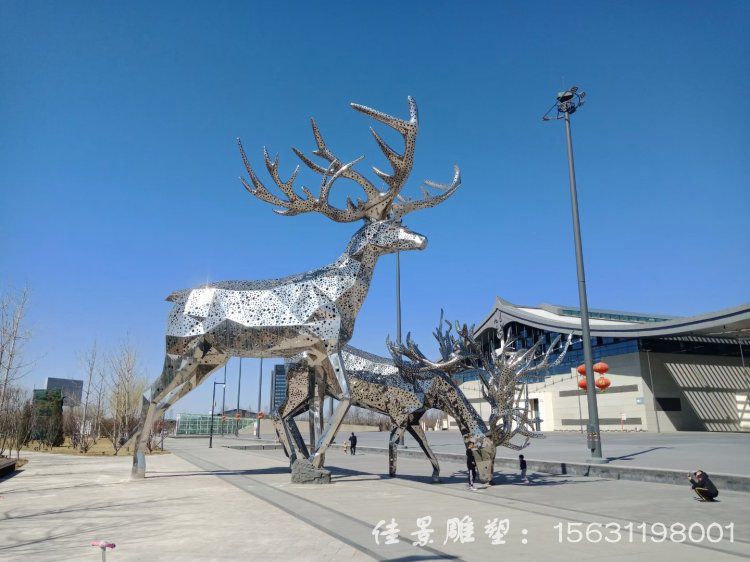 不銹鋼大型麋鹿雕塑公園動物樹枝鹿雕塑 (6) 不銹鋼大型麋鹿雕塑公園動物樹枝鹿雕塑 (6)