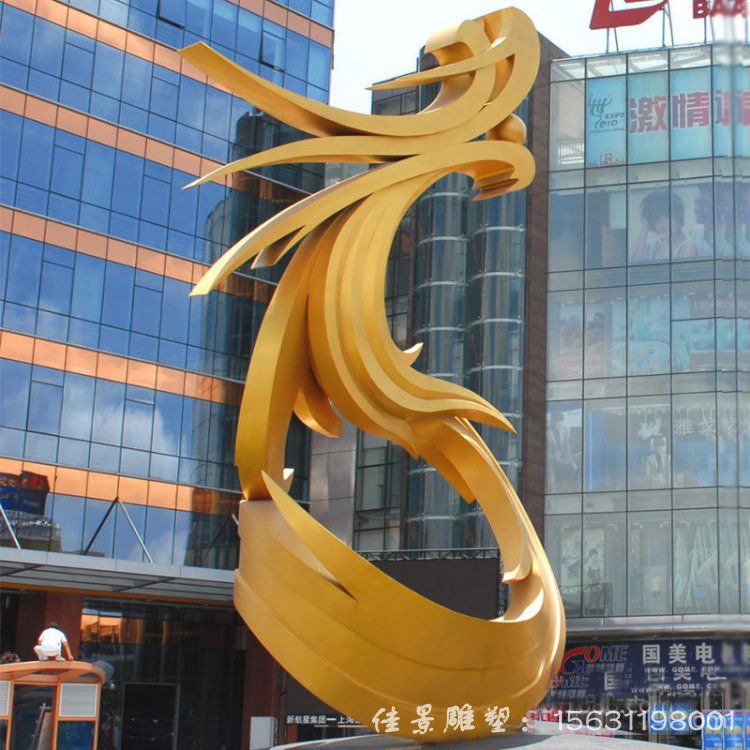 城市景觀雕塑廣場不銹鋼抽象鳳凰景觀裝飾大型金屬創(chuàng)意落地擺件70837