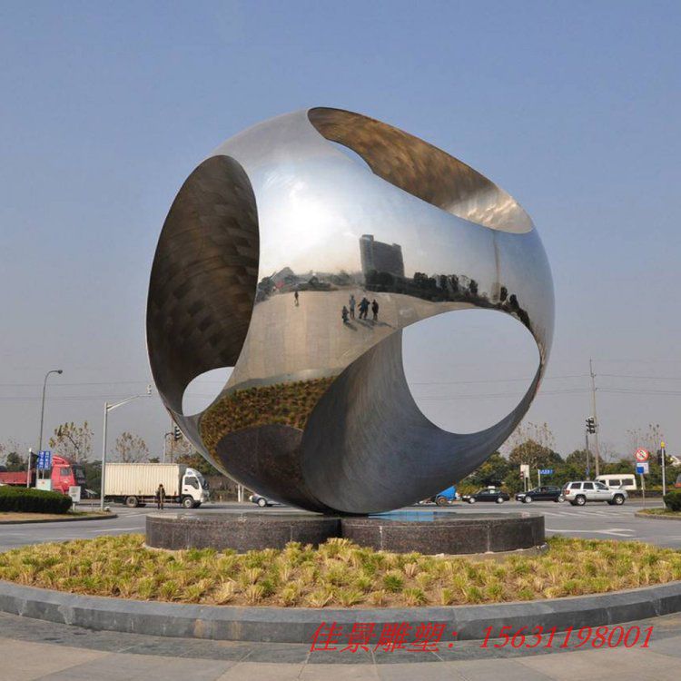 不銹鋼幾何造型雕塑公園廣場(chǎng)景觀雕塑 (2)