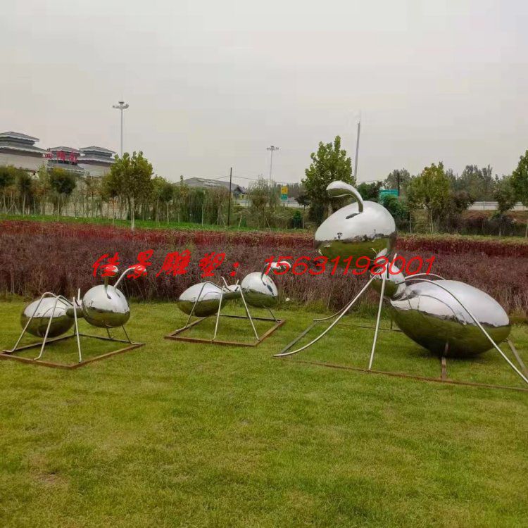 不銹鋼鏡面螞蟻雕塑大型動物景觀雕塑