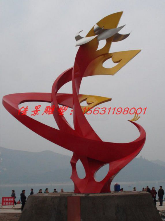 不銹鋼鳳凰雕塑校園鳳凰擺件 (3)