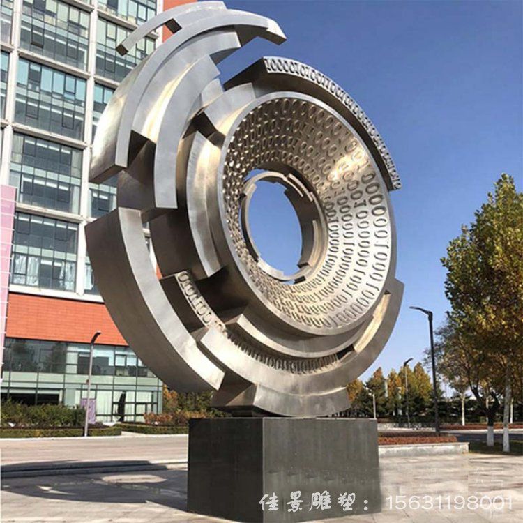 廠家不銹鋼雕塑定制 城市校園鏡面雕塑 抽象圓環(huán)廣場景觀大型雕塑29010