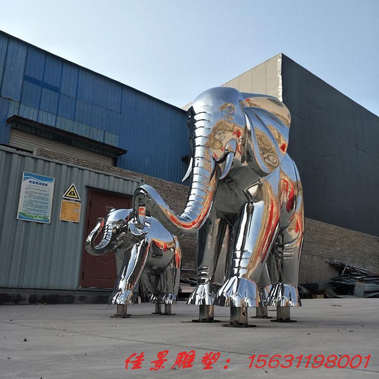 不銹鋼大象雕塑 大型金屬仿真擺件 動(dòng)物雕塑廠 (3)