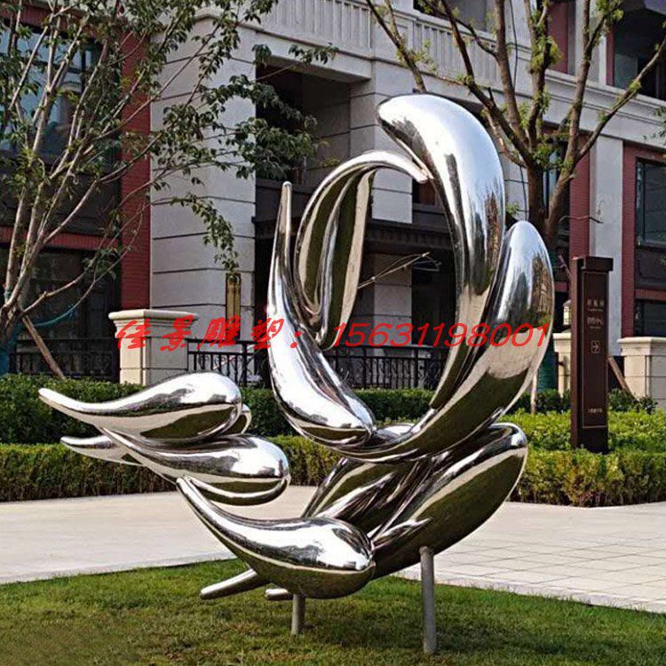 不銹鋼魚(yú)雕塑 不銹鋼魚(yú)群雕塑 不銹鋼鏡面魚(yú)雕塑廠 (3)