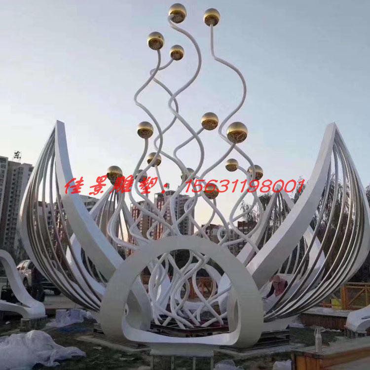 不銹鋼鏡面荷花雕塑 不銹鋼仿真蓮花雕塑 不銹鋼鏤空花朵雕塑 戶外水景雕塑 (1)