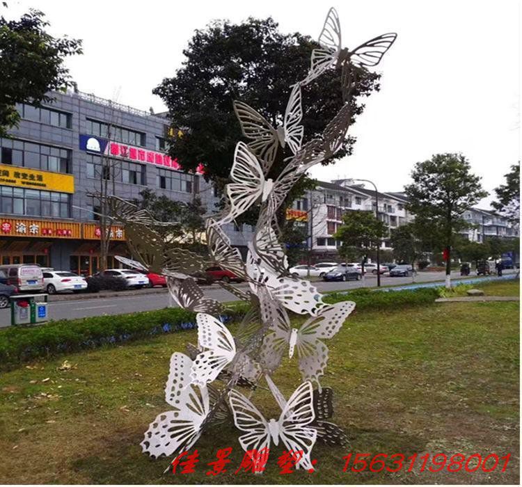 大型不銹鋼蝴蝶雕塑彩繪昆蟲(chóng)動(dòng)物擺件園林戶外景觀廣場(chǎng)草坪裝飾品 (1)