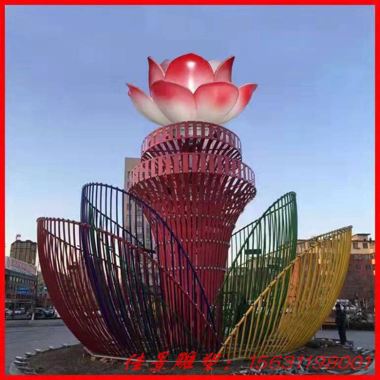大型不銹鋼雕塑城市景觀不銹鋼荷花雕塑