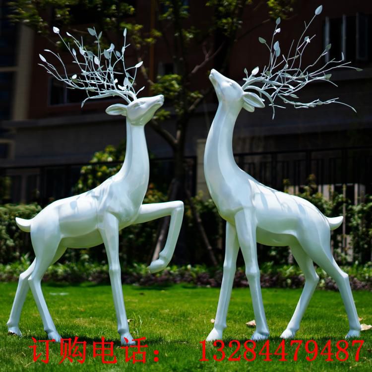 戶外玻璃鋼新中式鹿雕塑時尚擺件房地產(chǎn)小區(qū)動物園園林梅花鹿裝飾 (5)