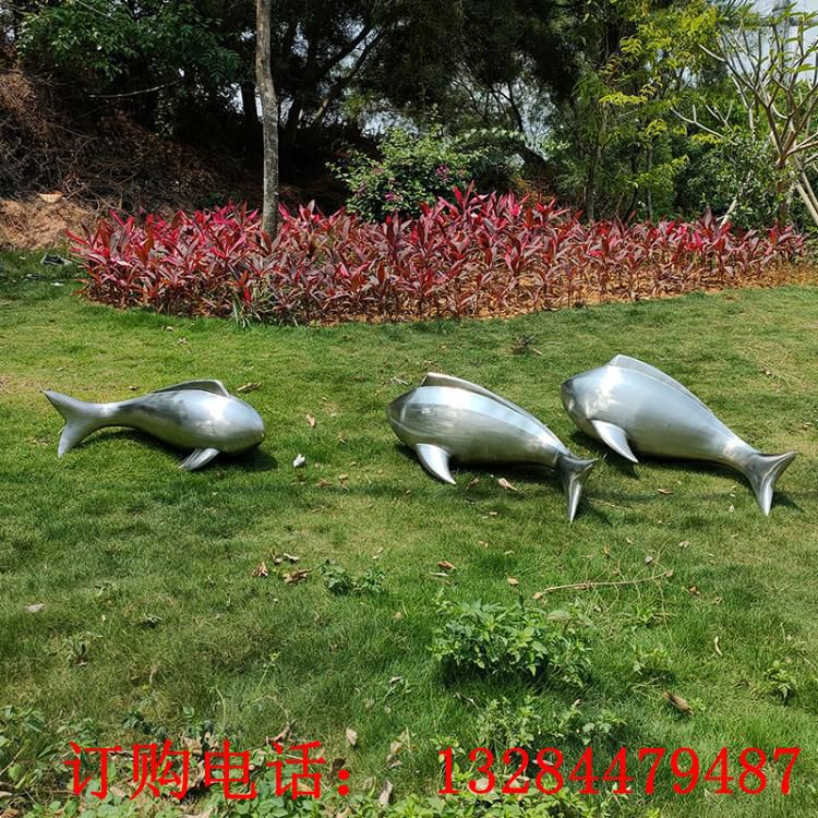 戶外仿真動物大型不銹鋼海豚雕塑庭院花園鯨魚擺件布置水池裝置品 (2)