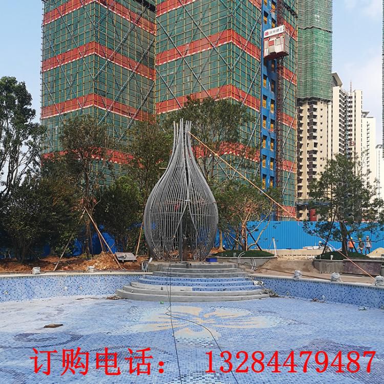 戶外泳池涼亭定制碧桂園林景觀小品創(chuàng)意鏡面金屬結(jié)構(gòu)雕塑裝飾擺件 (2)