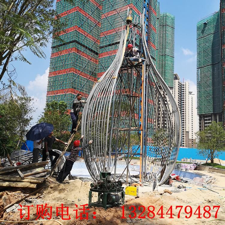 戶外泳池涼亭定制碧桂園林景觀小品創(chuàng)意鏡面金屬結(jié)構(gòu)雕塑裝飾擺件 (5)