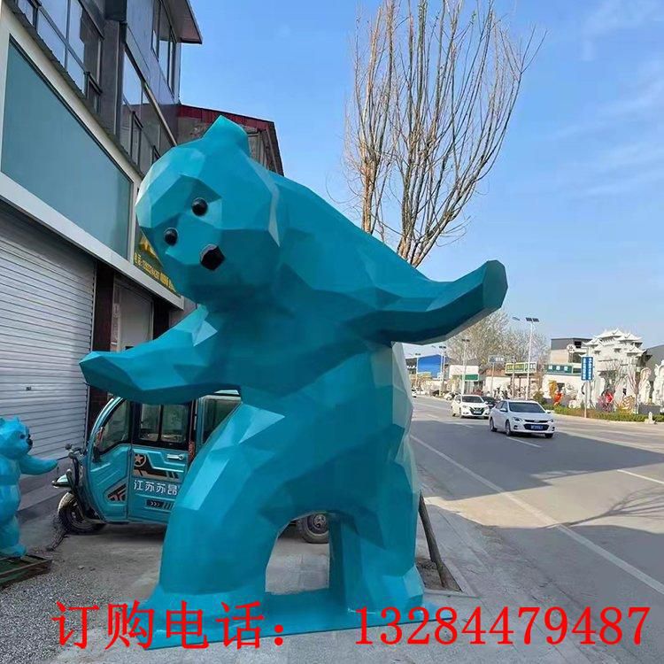 不銹鋼幾何兔雕塑金屬抽象動(dòng)物鏡面拉絲創(chuàng)意戶外園林?jǐn)[件定制 (3)
