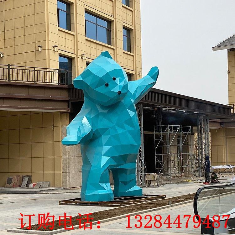 不銹鋼幾何兔雕塑金屬抽象動(dòng)物鏡面拉絲創(chuàng)意戶外園林?jǐn)[件定制 (2)