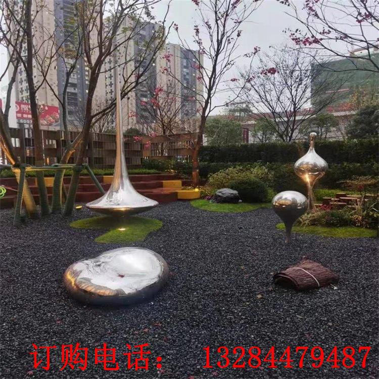 不銹鋼鏡面水滴雕塑 創(chuàng)意金屬 景觀小品廣場公園綠地擺件 (3)