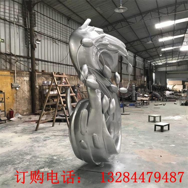 不銹鋼浪花雕塑 酒店會所水滴抽象擺件 大堂別墅庭院 (2)