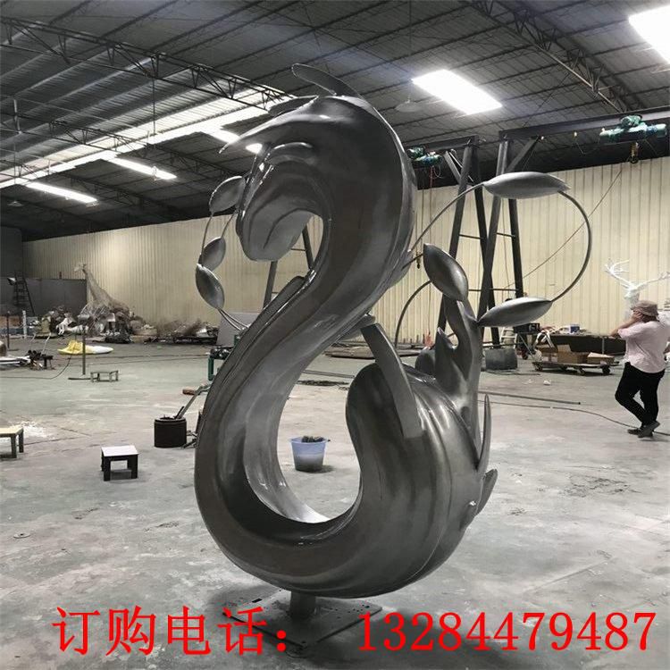 不銹鋼浪花雕塑 酒店會所水滴抽象擺件 大堂別墅庭院 (1)