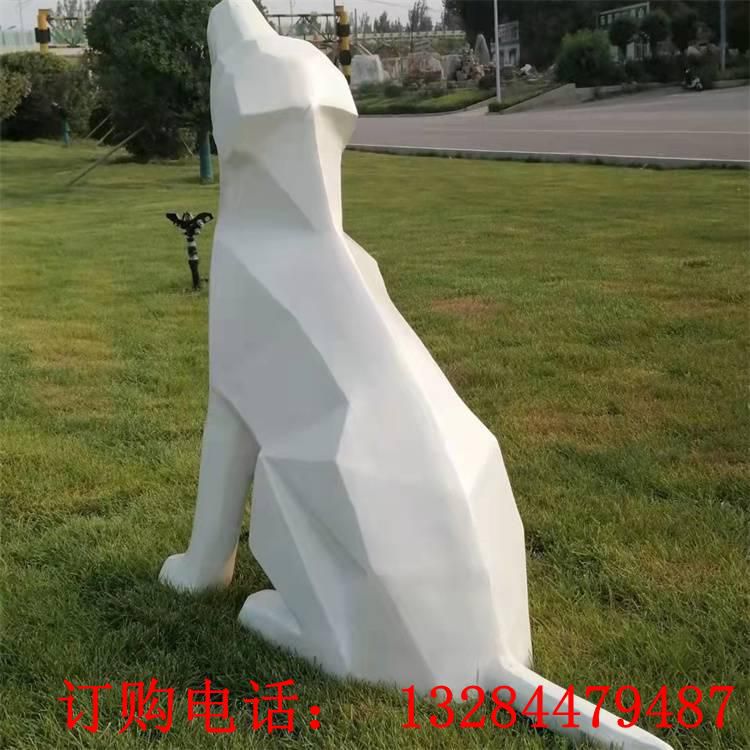 不銹鋼切面狗雕塑定制 幾何鏡面動(dòng)物草坪廣場景觀擺件 (3)