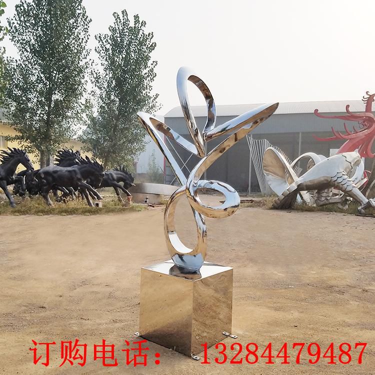 抽象飄帶雕塑 來圖定制園林景觀工程 鏤空發(fā)光雕塑 (5)