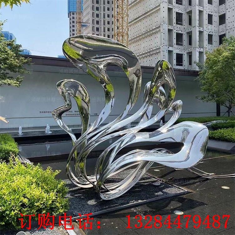 戶外大型不銹鋼金屬雕塑制作圓環(huán)月亮園林景觀抽象幾何動物鹿擺件 (2)
