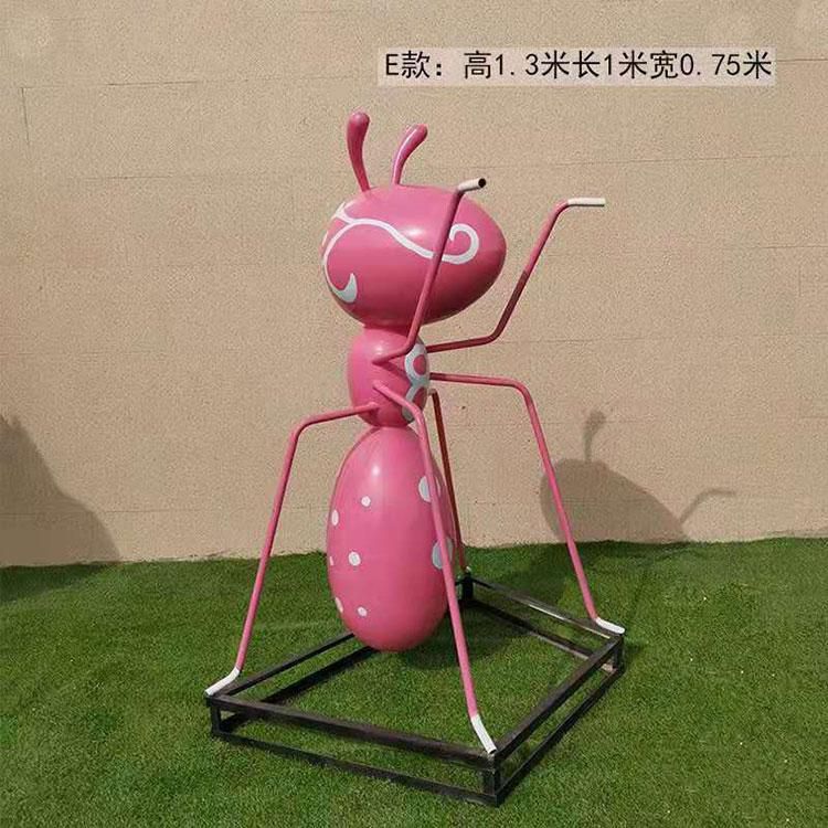 不銹鋼抽象彩繪螞蟻雕塑 金屬鐵藝仿真動物 (2)
