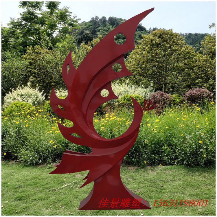 校園不銹鋼抽象鳳凰雕塑