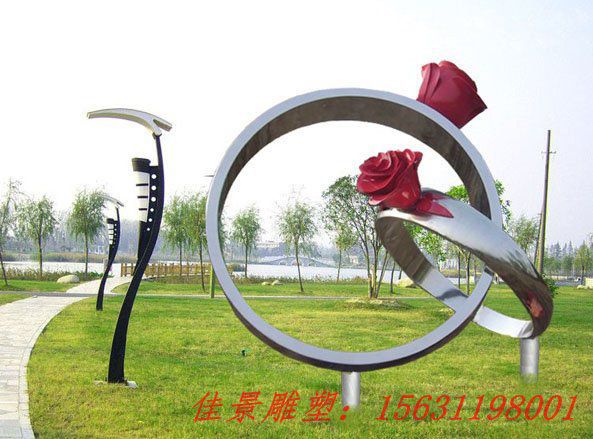 玫瑰花戒指不銹鋼雕塑