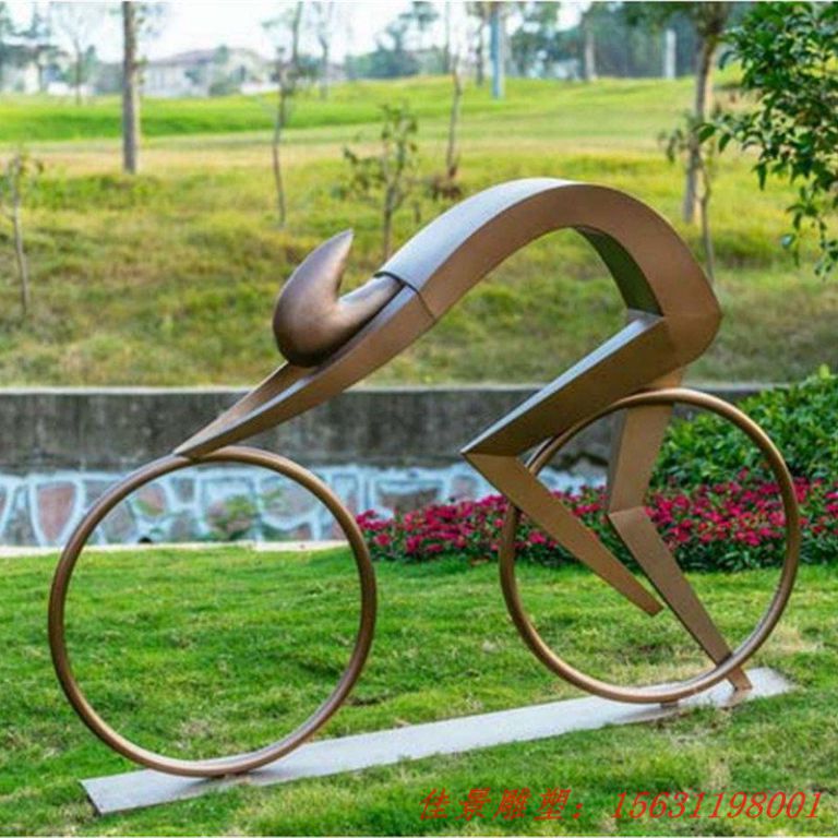 不銹鋼抽象騎自行車(chē)人物雕塑