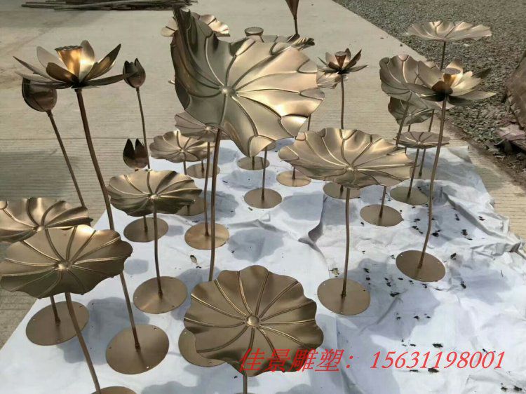 不銹鋼古銅色荷花雕塑