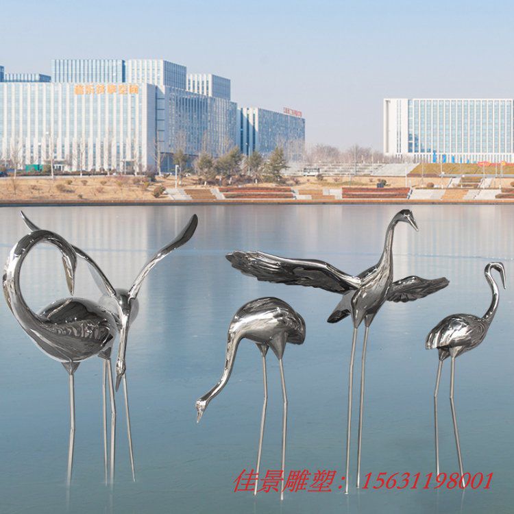 不銹鋼抽象火烈鳥雕塑