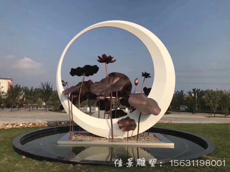 景區(qū)公園不銹鋼荷花荷葉雕塑