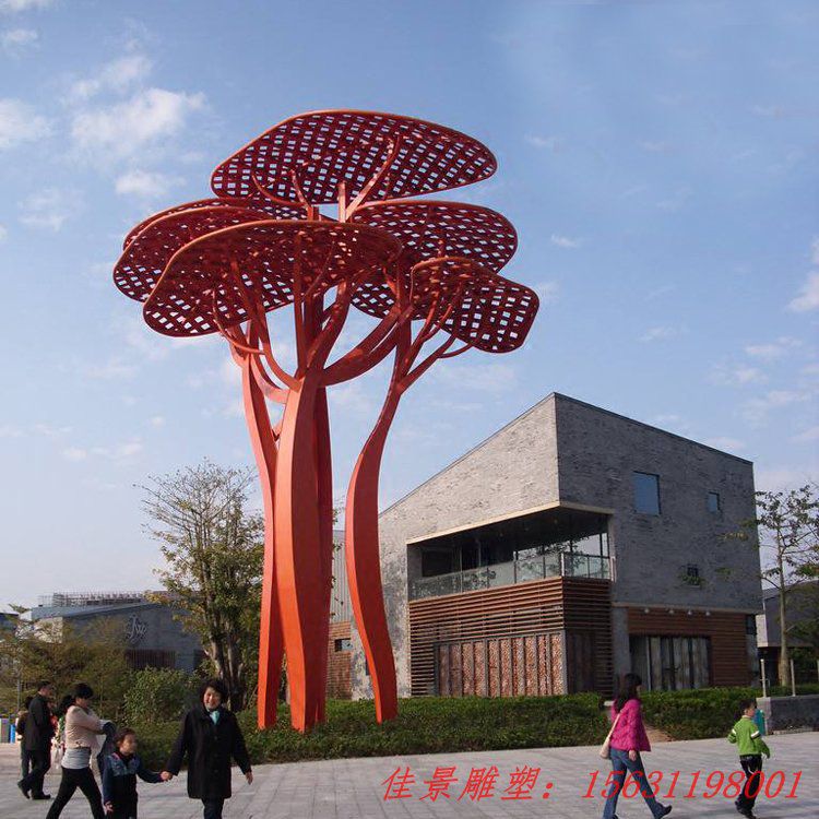 不銹鋼廣場抽象大樹雕塑